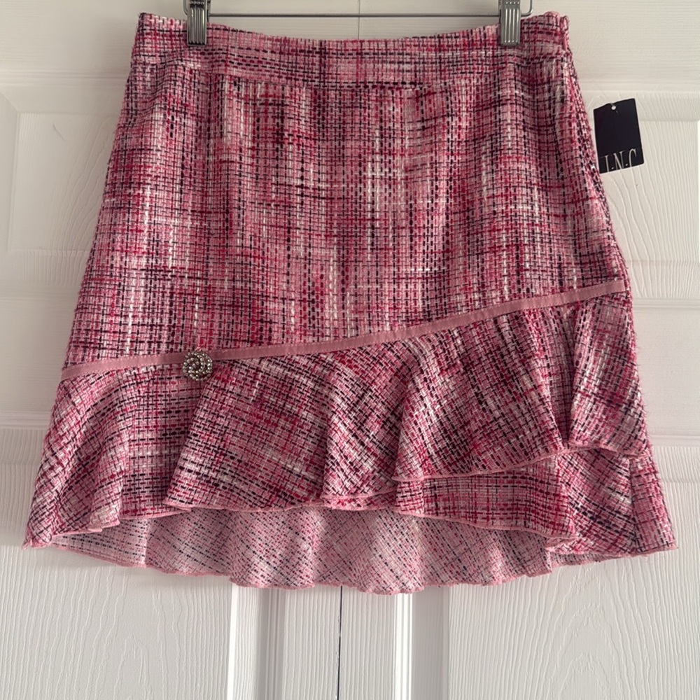 NWT INC Crawford Pink Multi Tweed Skirt - Size 4
